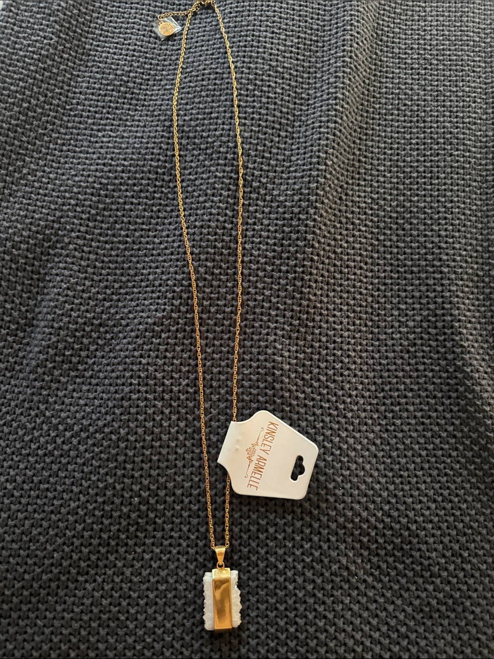 Kinsley Armelle Gold Bar Pendant Necklace with White Accent